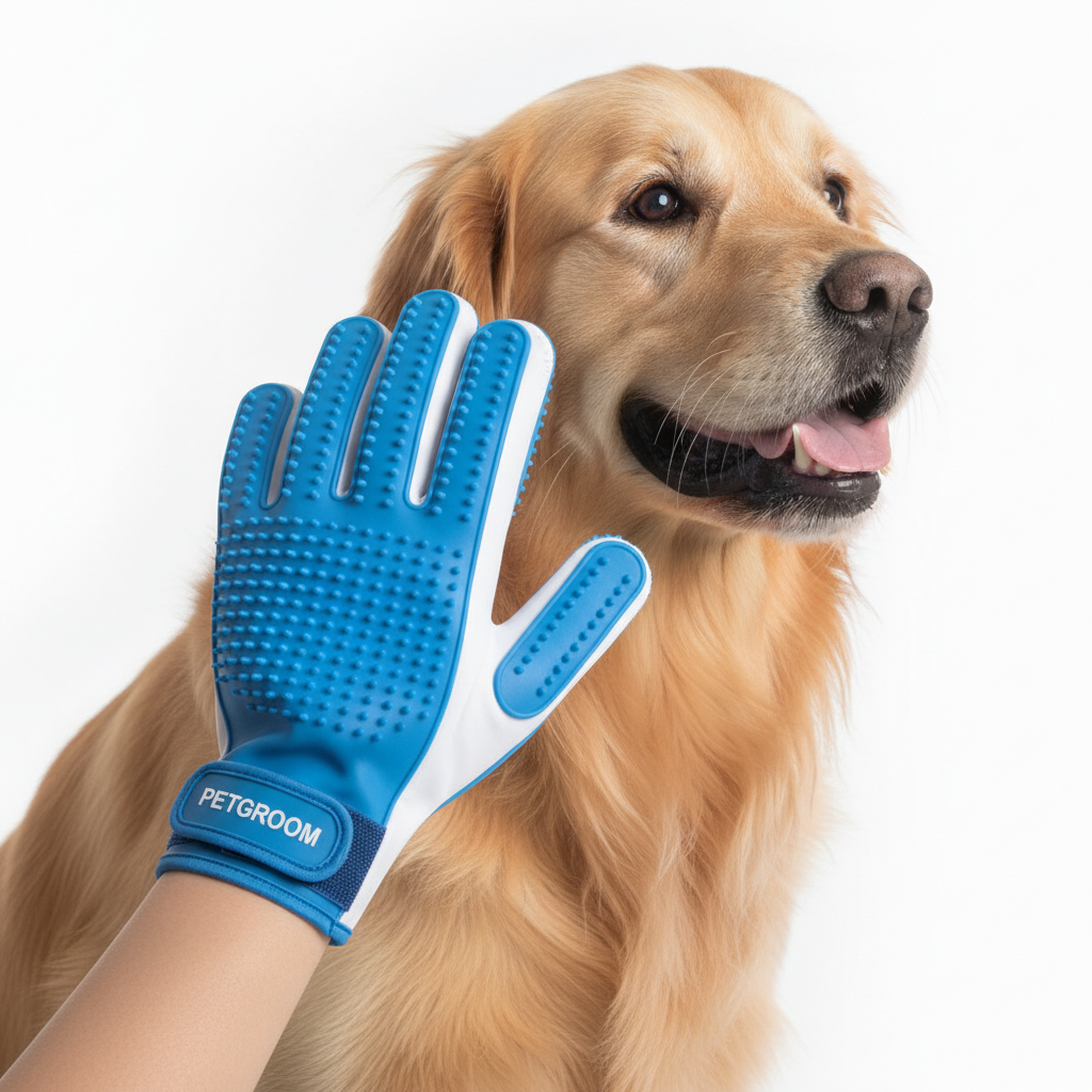 FurFriend Grooming Glove — silicone glove with soft rubber tips for pet deshedding and massage