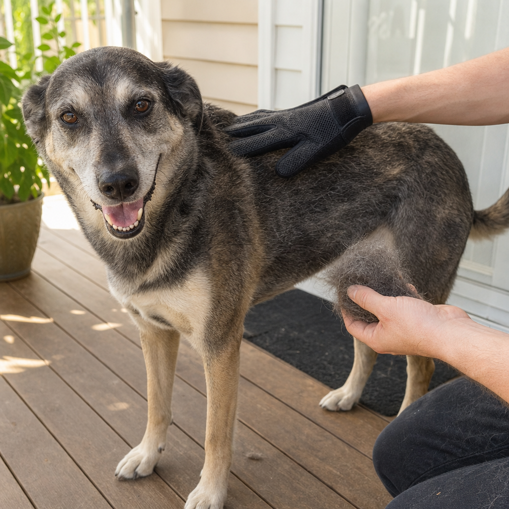 FurFriend grooming glove - mixed-breed dog porch grooming